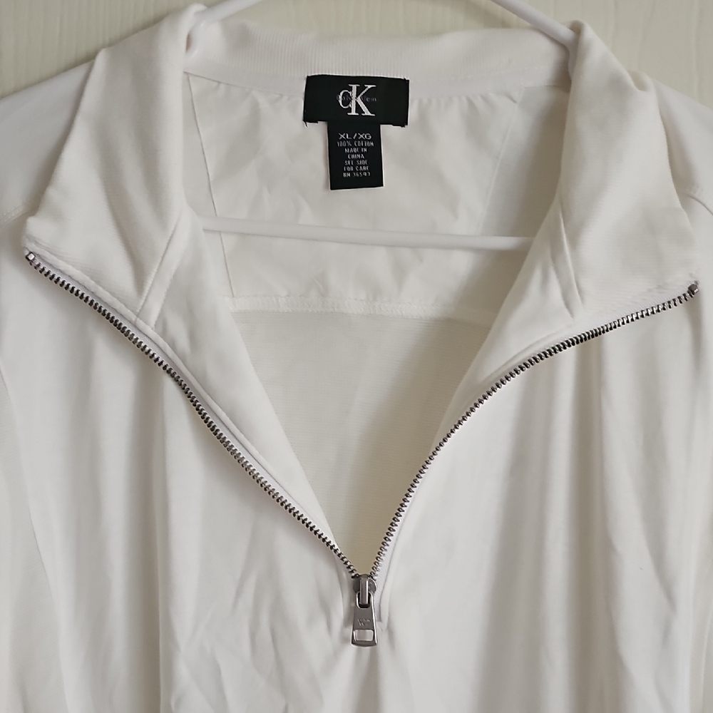 Calvin Klein White Jacket with Silver Zipper